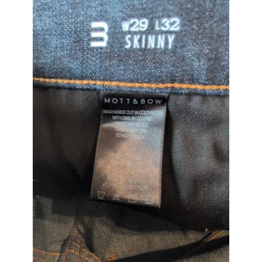 Mott & Bow Skinny Wooster Jeans Mens 29X32 Blue 5 Pocket Stretch Dark Wash Denim
